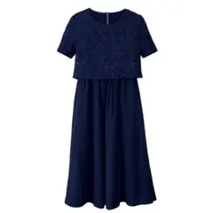 【sweet mommy】授乳口付き　レースワンピース　ネイビーのサムネイル
