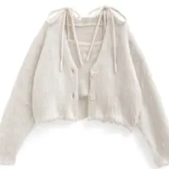 【GRL】キャミソール×カーディガンシャギーニットアンサンブル