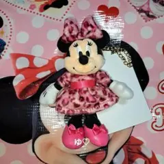 ディズニー　ミニーぬいぐるみチャーム　ヒョウ柄　ピンク　新品タグ付き