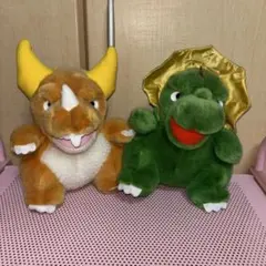 昭和レトロ メーカー名不明 オオカミ＆キツネ ぬいぐるみ 中古品