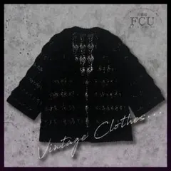 カーディガン　ボタンなし　ブラック　ニット　アーカイブ　ヴィンテージ