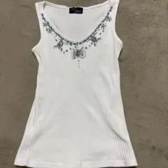CECIL McBEE ❤️セシル❤️ビーズ装飾タンクトップM相当ホワイト訳あり激安