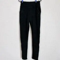 【美品】裏起毛 裏ボア スキニーパンツ 黒 防寒 スリム 暖パン ウエストゴム