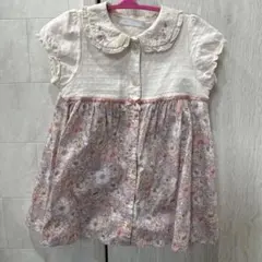 べべ　花柄刺繍付き半袖ワンピース