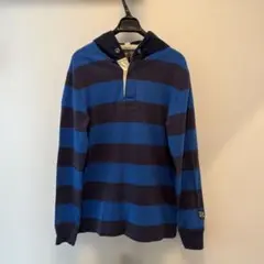 ラルフローレン ラグビー 青紺ストライプ フード付きパーカー