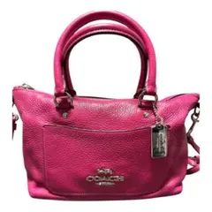 COACH コーチ 2WAY ハンドバッグ ショルダーバッグ ピンク レザー
