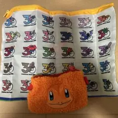 ポケモン30周年　ポーチでらっくす　みどり　ヒトカゲ
