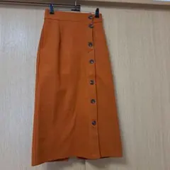 オレンジ系テラコッタ　フロントスリットナロースカート