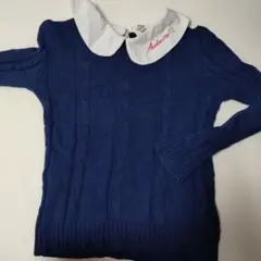 120 ニット セーター　トップス　紺　ハート　女児　ガール　スクール　女児