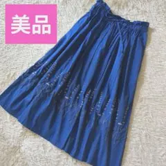 美品♥chambre de charme◆ラベンダー　刺繍スカート◆コットンのサムネイル