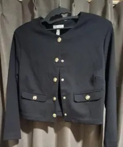 H&M ブラック ノーカラージャケット US S