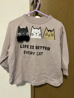 n!co hrat 長袖カットソー 100cm 猫柄