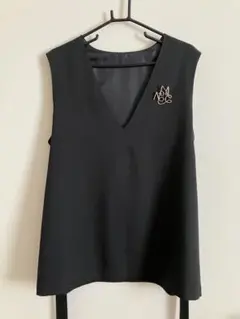 ブラック Vネック ベスト ウエストリボン