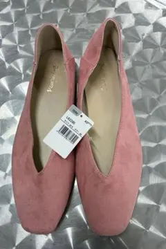 HIRAKI Vカット フラットシューズ 25.5cm ピンク　春色カラー