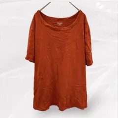 オールドネイビー 半袖Tシャツ ワイドネック 半袖 無地 ビッグサイズ 橙茶綿