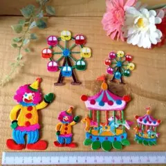 刺繍ワッペン アイロン 6枚セット 遊園地全種類 大小 可愛い カラフル 超得