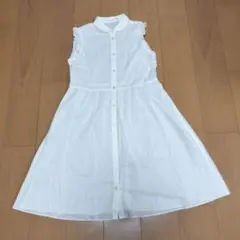 ホワイトノースリーブシャツワンピース