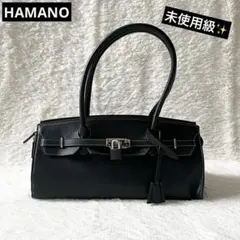 未使用級✨ハマノ ミーティア レザーハンドバッグ 南京錠 ブラック