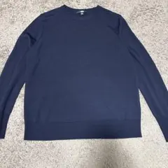 ぽぽ未使用ユニクロwomanメリノウールクルーネックセーターXLネイビーXL
