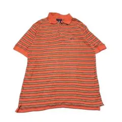 【US古着】IVY CREW ボーダー ポロシャツ XL オレンジ ワンポイントのサムネイル