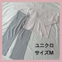 ＊UNIQLO：サイズM：ピンク色のボーダー柄のパジャマ＊のサムネイル