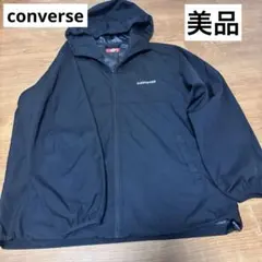CONVERSE ナイロンジャケット 黒　Lサイズ　軽量　フード 防風 撥水