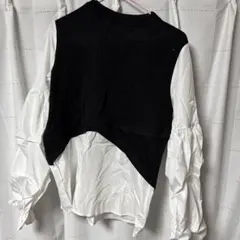 クロップドトップス ブラック/ホワイト