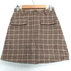 【repipi armario】台形スカート(Ｌ)チェック キュロットスカート