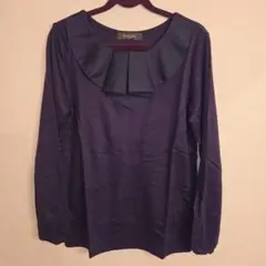 Demi-Luxe BEAMS フリル 長袖カットソー ネイビー