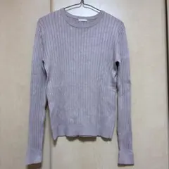 GU リブクルーネックセーター 長袖 ピンク リブニット