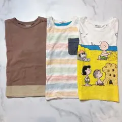 BREEZEやH&M 半袖 スヌーピー ボーダー 120 茶 白 綿