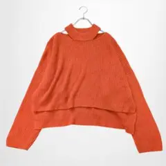 エモダ カットアウトニット ゆったり リブセーター オーバーサイズ