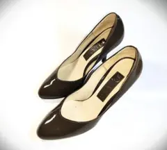 DIANA パンプス フラットシューズ ヒール エナメル ベージュ