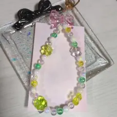 ハンドメイド カラフルビーズストラップ３セット