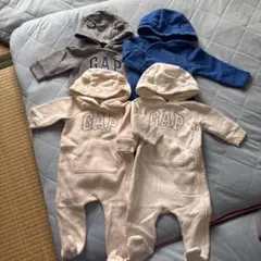 babyGap フード付きロンパース 3色セット 3-6ヶ月