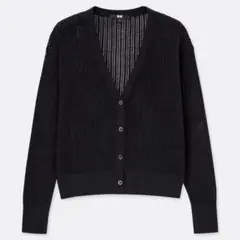 ユニクロ ハイツイストコットンショートカーディガン ブラック 黒 UNIQLO