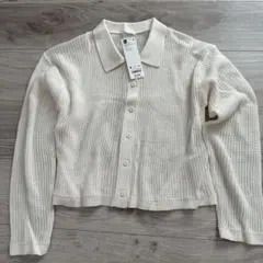新品　GU メッシュポロカーディガン Mサイズ ナチュラル