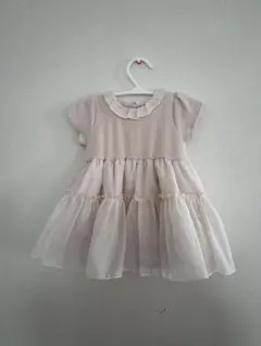 ベージュ フリル付きワンピース　petit main