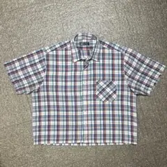 ユーロ古着　短丈　ボックスカット　半袖　チェック　シャツ　cityboy