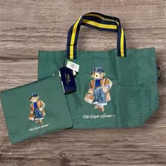 ポロラルフローレン　ポロベア　 トートバッグ　エコバッグ　ポーチ付き〔グリーン〕