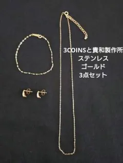 ステンレス アクセサリー 3点セット ピアス ブレスレット ネックレス