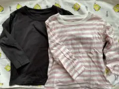 無印良品　ベビー長袖Tシャツ 2枚セット サイズ100(黒・ボーダーピンク)