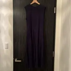MALAIKA ノースリーブ ワンピース ネイビー ビーズ装飾