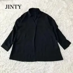 JINTY 黒 Vネック 長袖シャツ　ウォッシャブル　オフィスカジュアル　上品