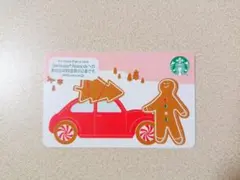 ピン未削り　スターバックス　クリスマス　カード　ジンジャークッキー　車　ツリー