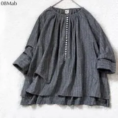 【美品】ゼロハチマブ 08Mab リネン 多ボタン ブラウスのサムネイル