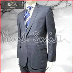 【ポールスミス】美品 レダSuper110’s高級ウールストライプスーツ黒L