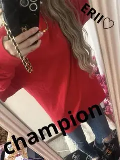 champion赤ロング丈ロンT中古