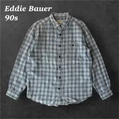 90sEddie Bauer エディーバウアー リネン チェックシャツ長袖