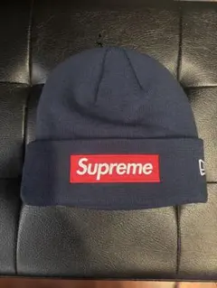 Supreme New Era Box Logo Beanie ネイビー